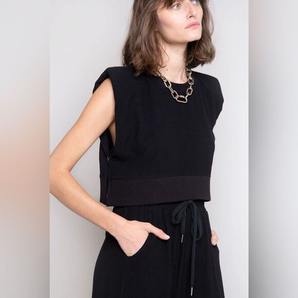 Frankie shop | Linen Padded Shoulder Jogger Set in Cream/Ecru - Picture 11 of 16